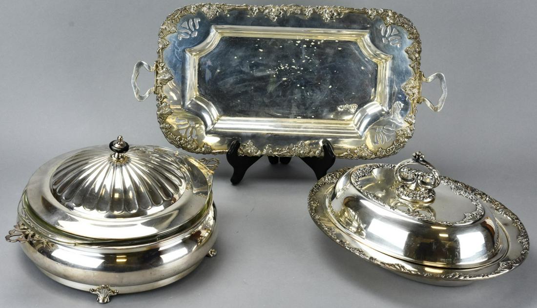 Silver Plate Serving Pieces incl. Sheffield Tray (1 of 7)