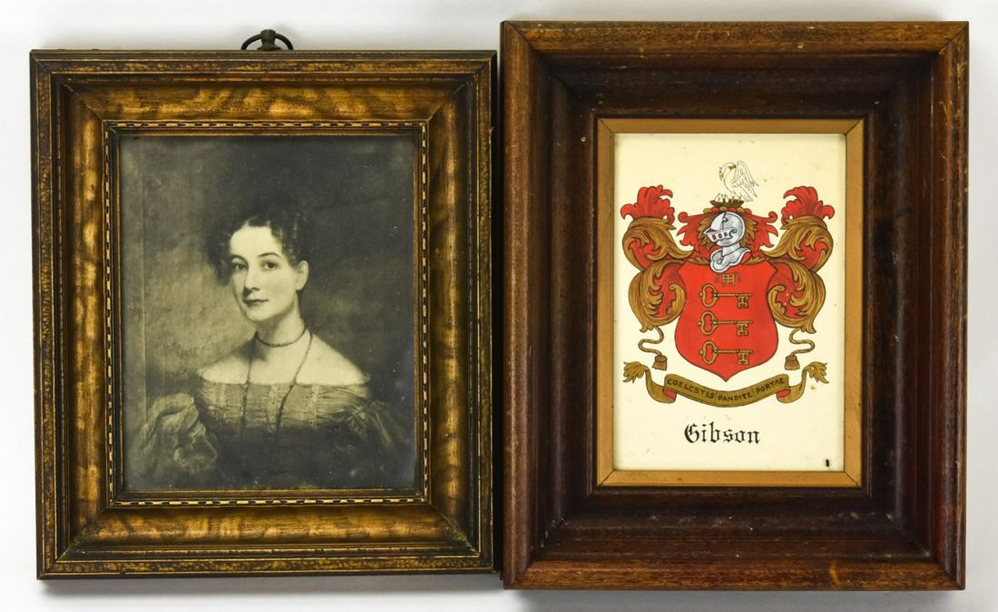 Two Framed Prints - Portrait & Coat of Arms (1 of 11)