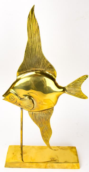 Mid Century Brass Standing Fish Statue (1 of 6)