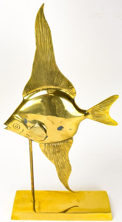 Mid Century Brass Standing Fish Statue (1 of 6)