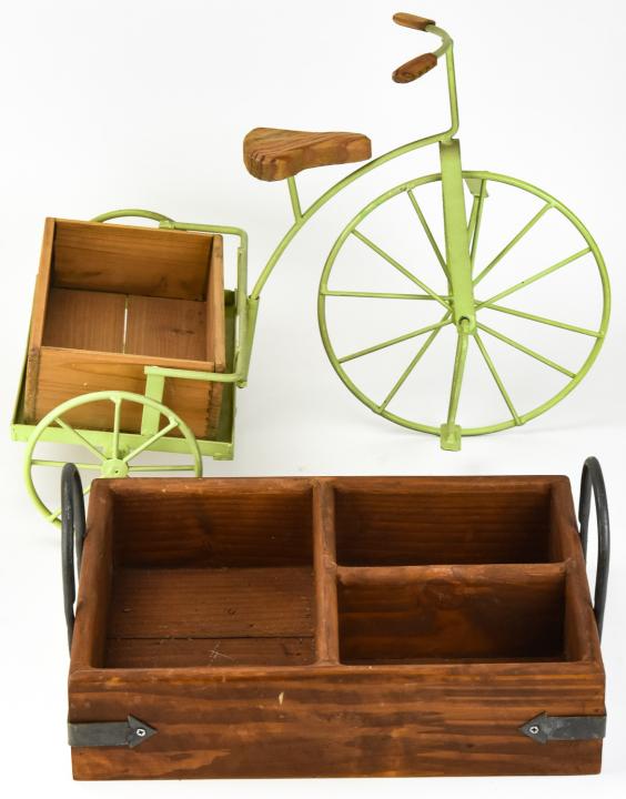 Pair Country Decor Wrought Iron Bike and Basket (1 of 10)