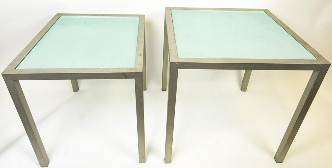 Pair Heltzer Frosted Glass End Tables (1 of 10)
