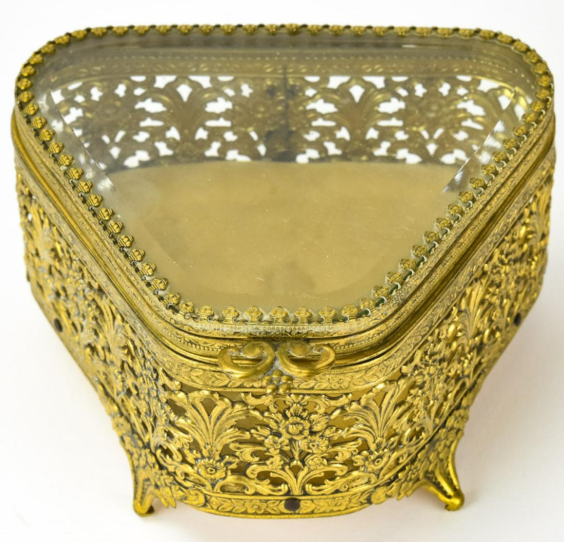 Vintage Reticulated Ormolu Beveled Glass Table Box (1 of 7)