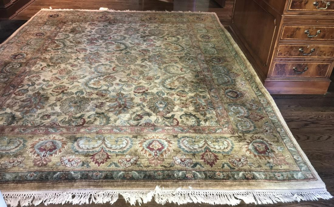 Hand Knotted Wool Persian Style Carpet W Fringe (1 of 4)