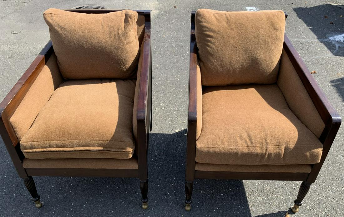 Pair Contemporary Upholstered Arm Chairs (1 of 5)