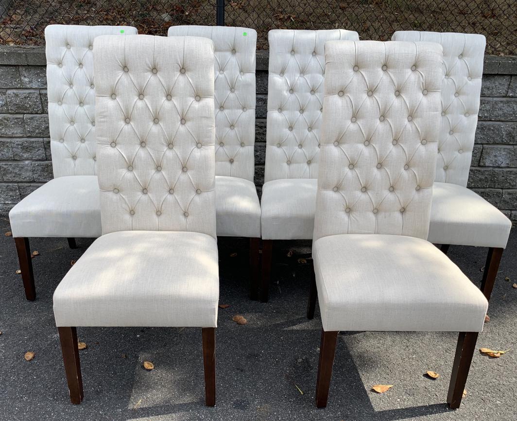 6 Parsons style High Back Tufted Dining Chairs (1 of 7)