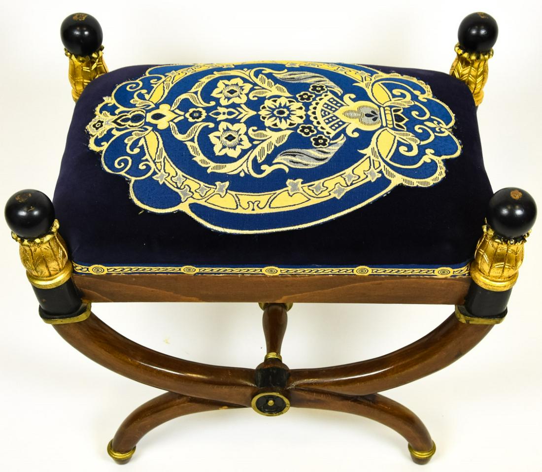 Italian Baroque Style Blue Velvet / Tapestry Bench (1 of 5)