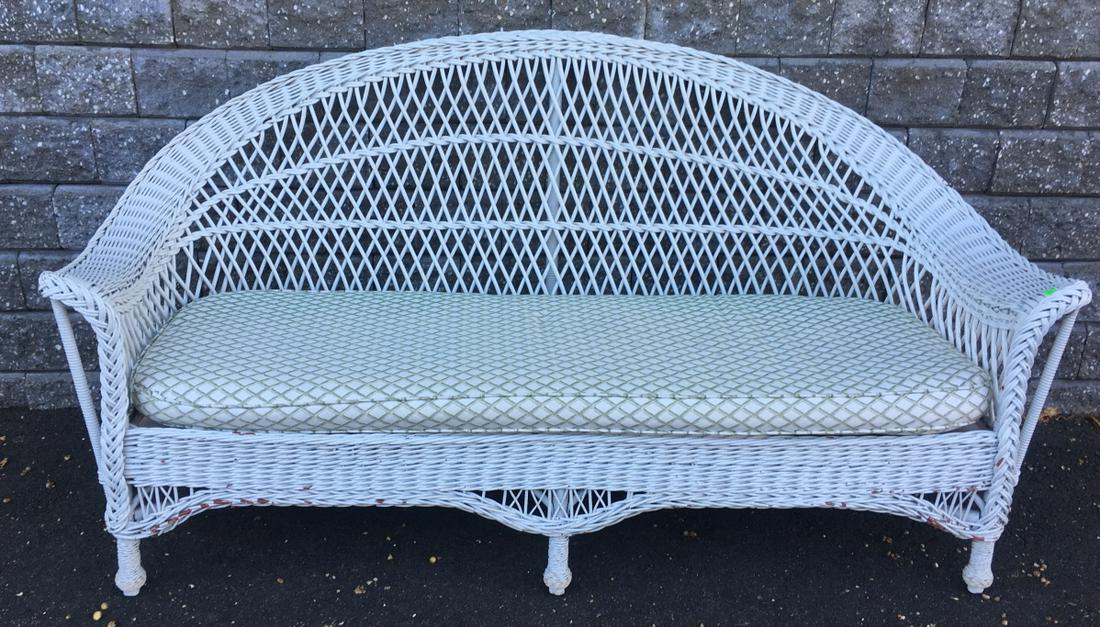 White Wicker Love Seat / Settee (1 of 4)