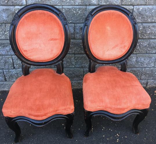 Pair Victorian Style Upholstered Boudoir Chairs (1 of 4)