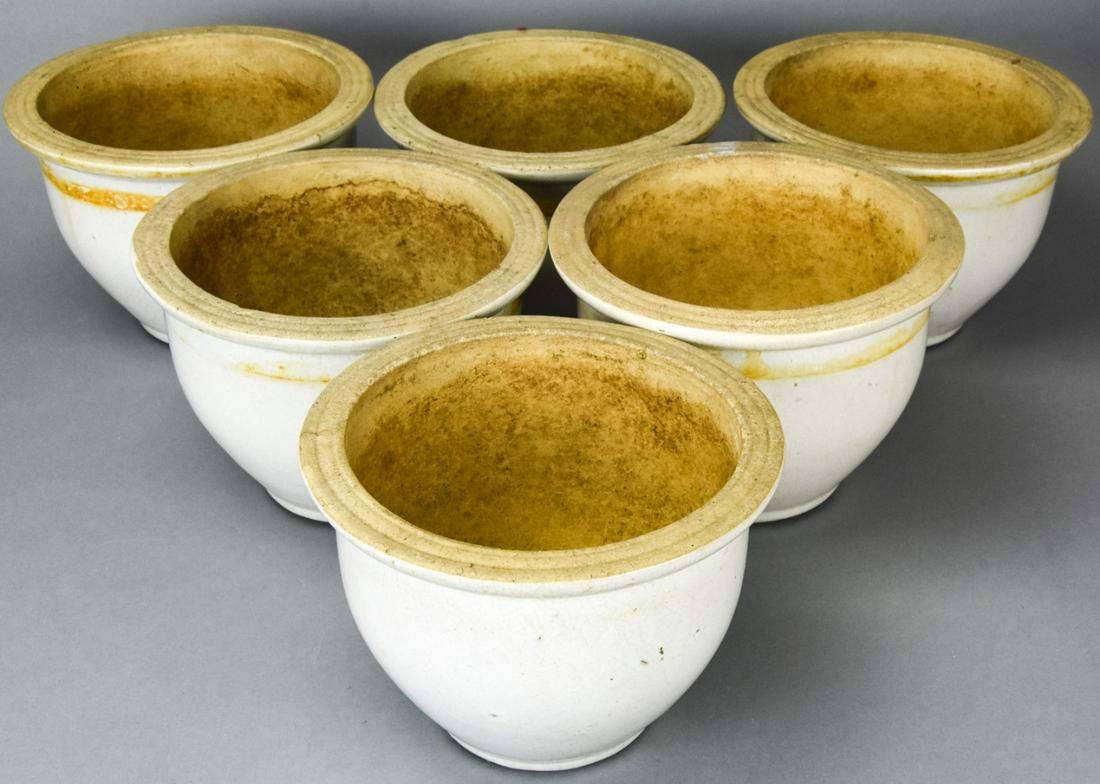 6 Vintage Stoneware Ivory Glazed Planters (1 of 5)