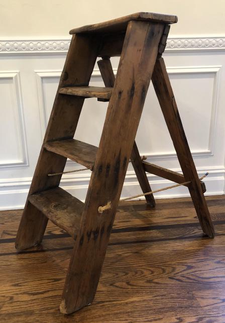 Antique Pine Hand Made Folding Library Ladder (1 of 6)