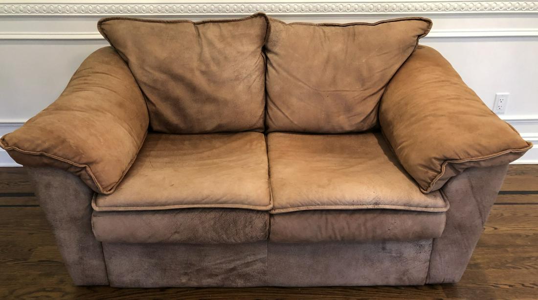 Distressed Leather Rustic Style Love Seat (1 of 7)