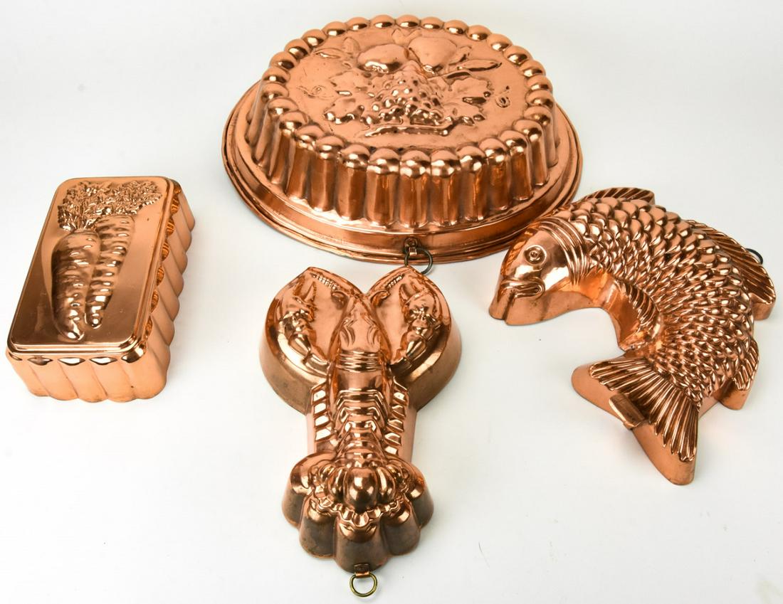 Collection Vintage Copper & Tin Pudding Molds (1 of 5)