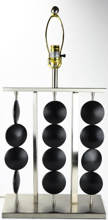 Contemporary Chrome and Wood Table Lamp (1 of 5)