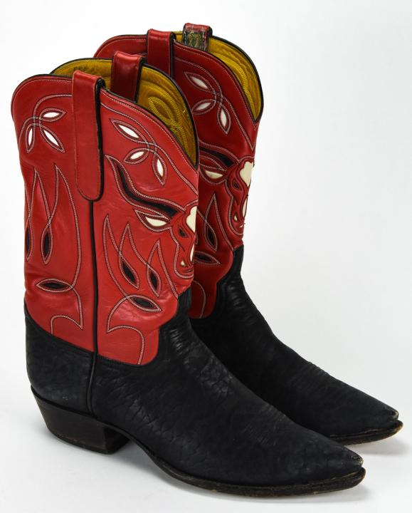 Men's Custom Leather Red & Black Cowboy Boots (1 of 5)