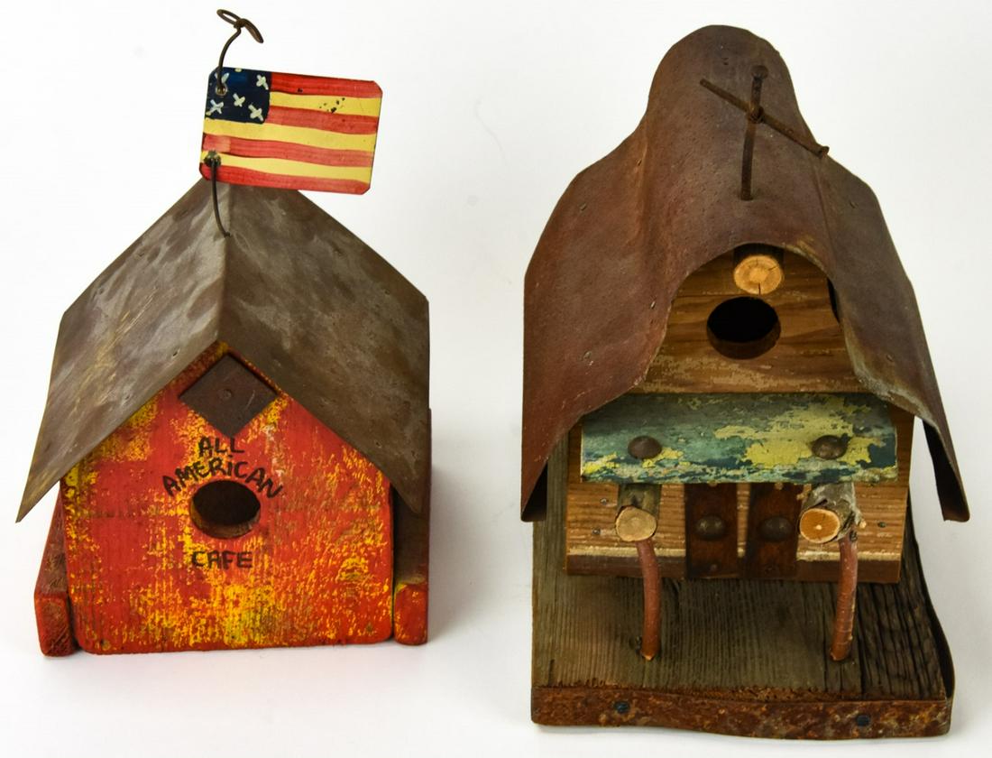 Pair Artisan Made Metal & Wood Birdhouses (1 of 5)