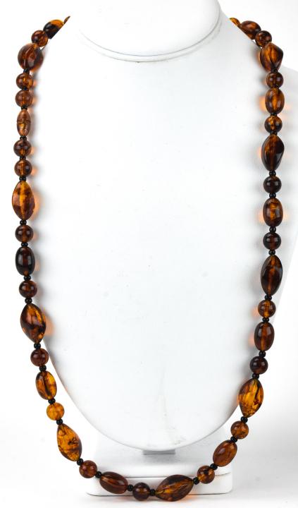Vintage Costume Faux Amber Bead Necklace Strand (1 of 5)