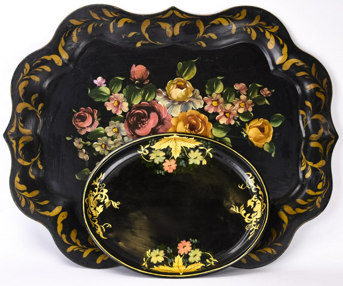 Antique Tole Ware Floral Scalloped Tray and More (1 of 11)