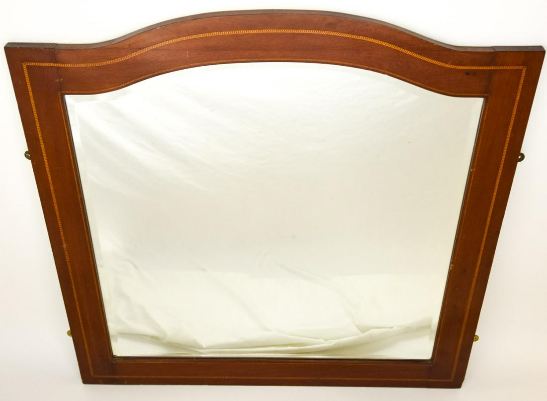Antique English Banded Arch Top Hall Mirror: Antique English Banded Arch Top Hall Mirror. Banded marquetry mirror with arch top. 42 inches x 42 inches