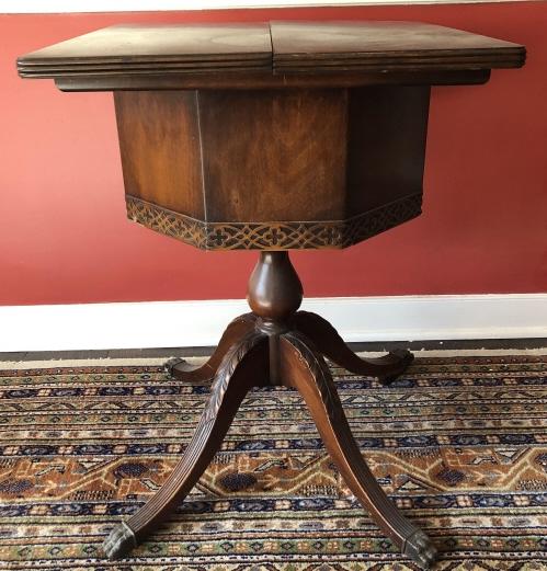 Antique Chinese Chippendale Pedestal Sewing Table (1 of 6)