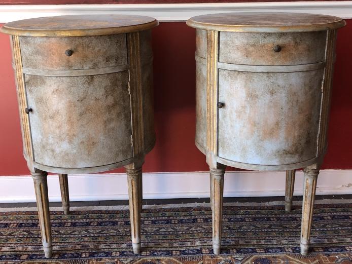 Pair Gustavian Painted Round Night Stands (1 of 4)