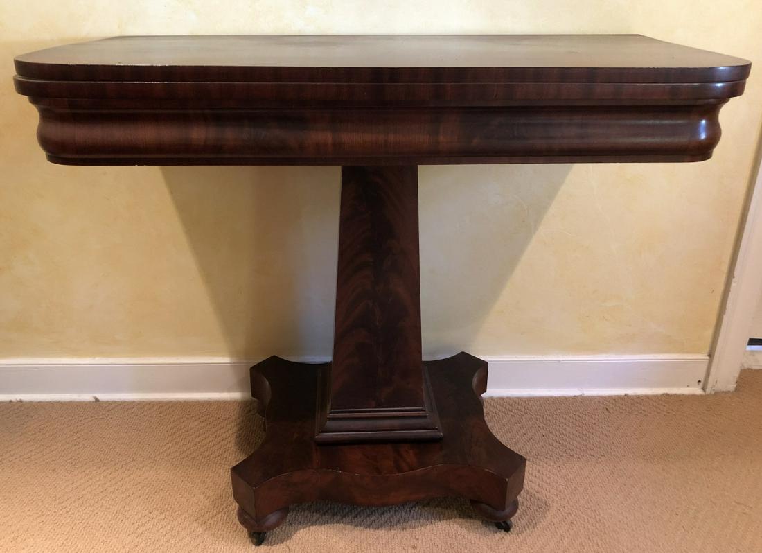 Antique American Empire Pedestal Flip Top Table (1 of 8)