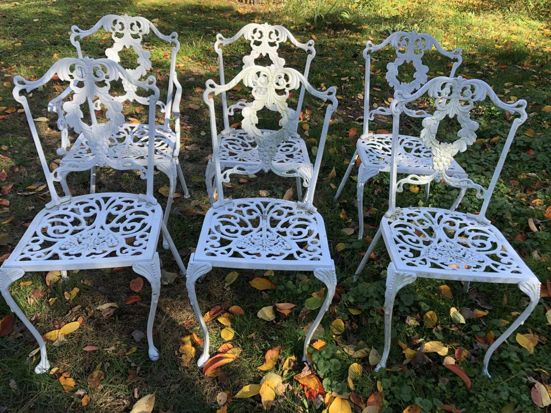 6 Cast Aluminum Victorian Style Garden Side Chairs (1 of 5)