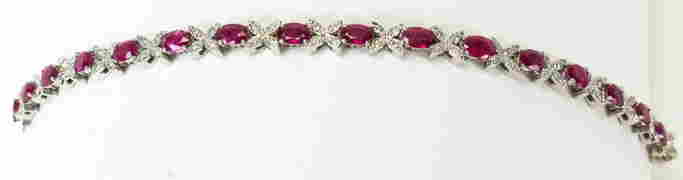 Estate 14k White Gold Ruby Diamond Tennis Bracelet (1 of 6)