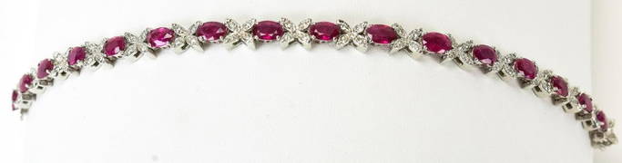 Estate 14k White Gold Ruby Diamond Tennis Bracelet (1 of 6)