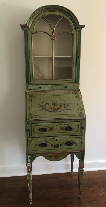 Antique Hand Painted French Slanted Curio Cabinet Nov 23 2019