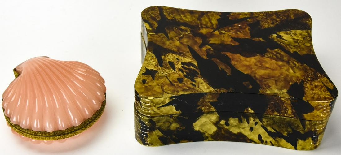 Faux Tortoise & Lusterware Glass Table Boxes (1 of 5)