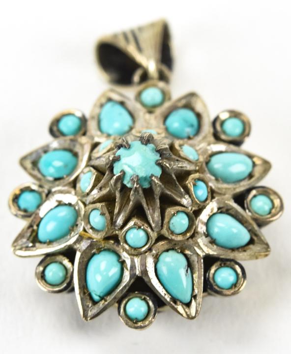 Estate Sterling Persian Turquoise Necklace Pendant (1 of 4)
