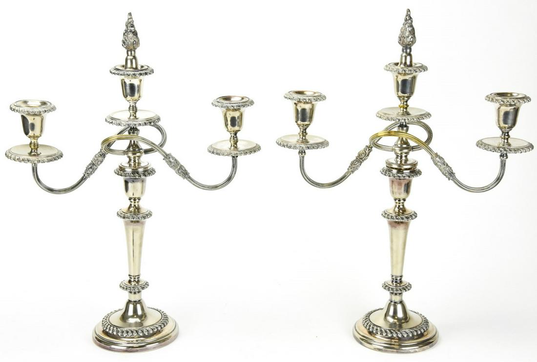 Pair Silver Plate Three Light Candelabras (1 of 6)
