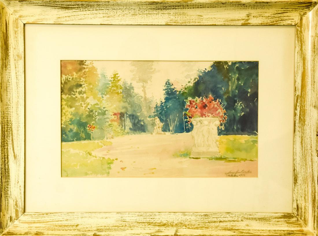 Pencil Signed C 1933 Watercolor Painting (1 of 5)