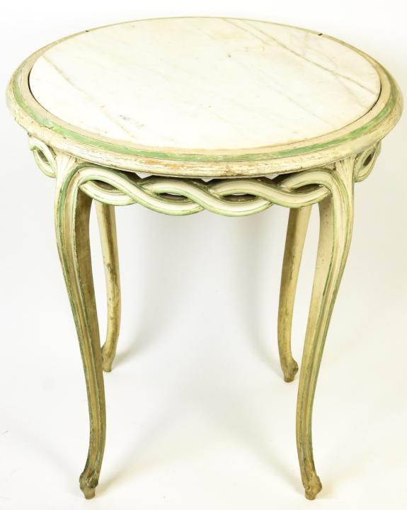 French Provencal Carved Marble Top Side Table (1 of 5)