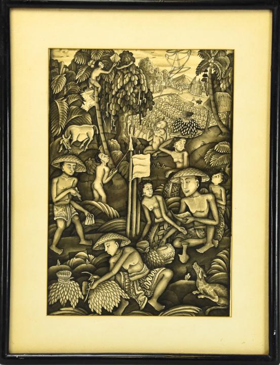 Asian Village Scene Pen & Ink Drawing (1 of 5)