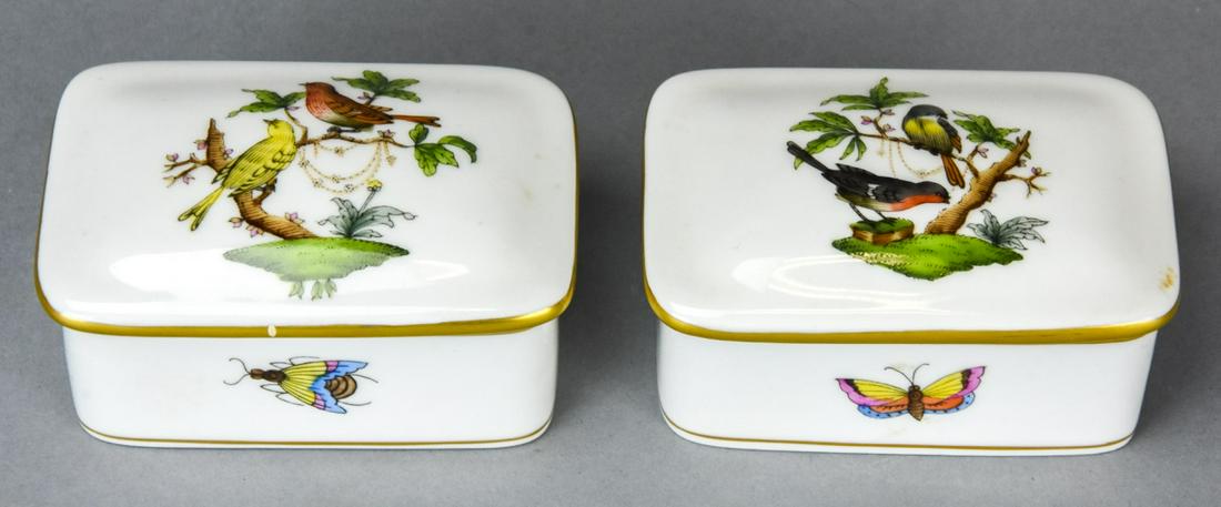 Pair Herend Hand Painted Porcelain Boxes (1 of 5)