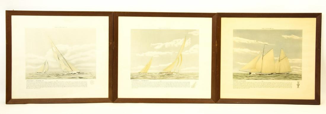 3 Antique Franklyn Fairchild Yachting Lithographs (1 of 5)