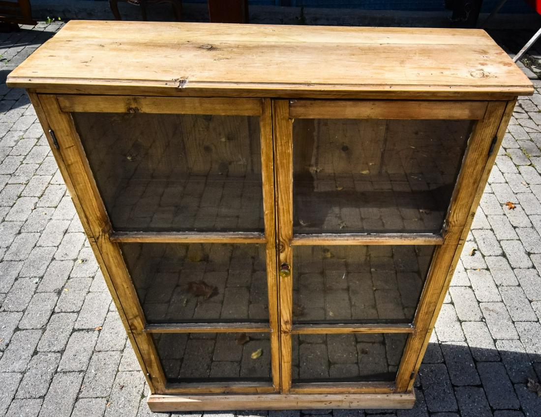Antique Pine Glass Front Display Cabinet (1 of 7)