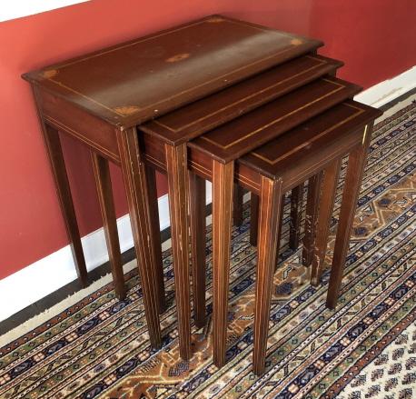 Antique English Regency Inlaid Nesting Tables (1 of 7)