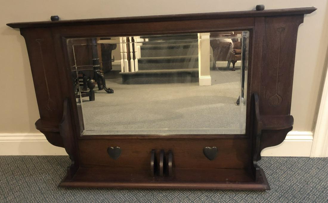 English Arts + Crafts Mantel Mirror Heart Motif (1 of 4)