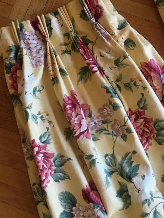 2 Floral Motif Custom Drapery Panels (1 of 3)