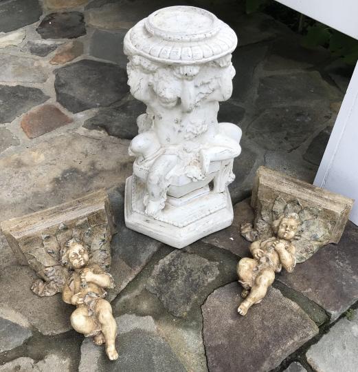 Pair of Cherub Wall Brackets & Angel Candlestick (1 of 2)