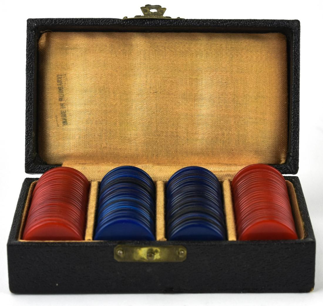 Antique Hungarian Boxed Set Miniature Poker Chips (1 of 4)