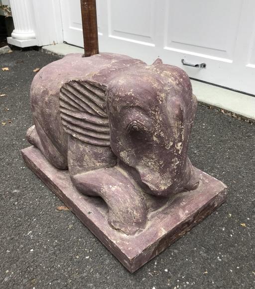 Hand Carved Wood Elephant Statue Umbrella Base (1 of 2)