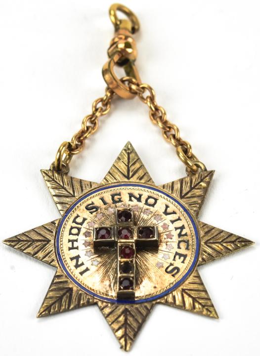Antique Masonic 10kt Gold & Enamel Star Pendant (1 of 6)