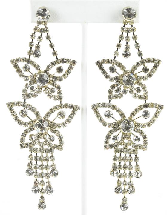 Large Scale Rhinestone Butterfly Motif Earrings (1 of 6)
