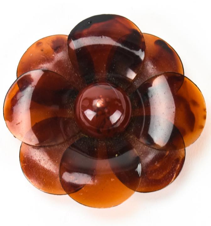 Large Faux Tortoise Shell Floral Motif Brooch (1 of 4)
