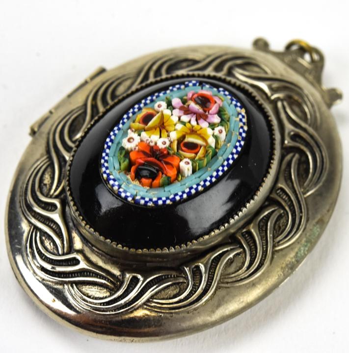 Large Scale Vintage Micro Mosaic Locket Pendant (1 of 6)