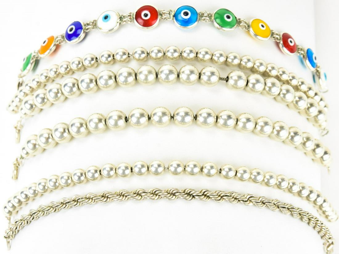 6 Sterling Silver Bracelets Including Evil Eye (1 of 5)
